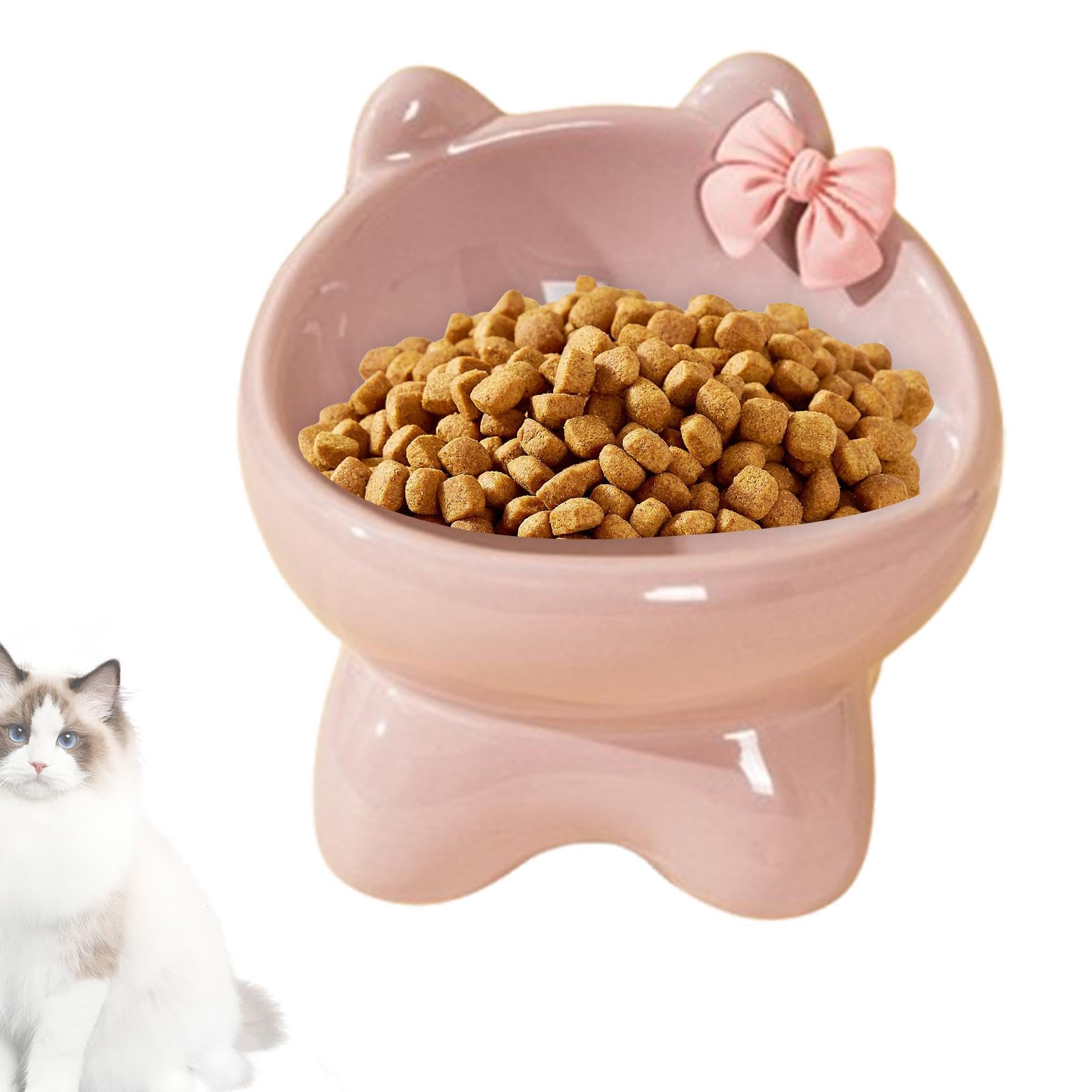 Cuenco Elevado para Gatos de cerámica, Alto Inclinado para Perros, para Mascotas a Prueba de Fugas para Gatos en Interiores, pequeños Gatitos para Perros, Elevado para Gatos