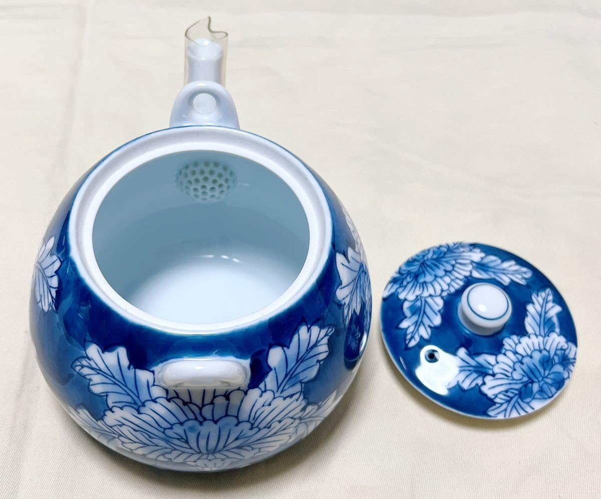 Amazon.co.jp: 有田焼 華山窯 超軽超薄 牡丹花柄急須＆湯呑5客 茶器