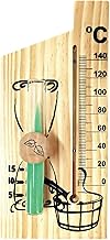 Leimezsty 2 in 1 Sauna Thermometer Sand Timer Hourglass Wooden Thermometer Temperature Gauge Water-Proof 0-140 ℃ Hourglass Sand Timer Set Hourglass Sand Timer Decorative for Sauna Room