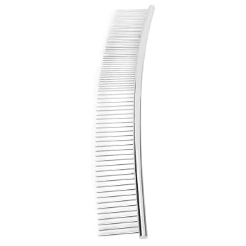 Dog Curved Comb, Pet Comb, Half Thin and Half Dense, Stainless Steel, Silver, for Dogs Cats Puppy Pet Grooming