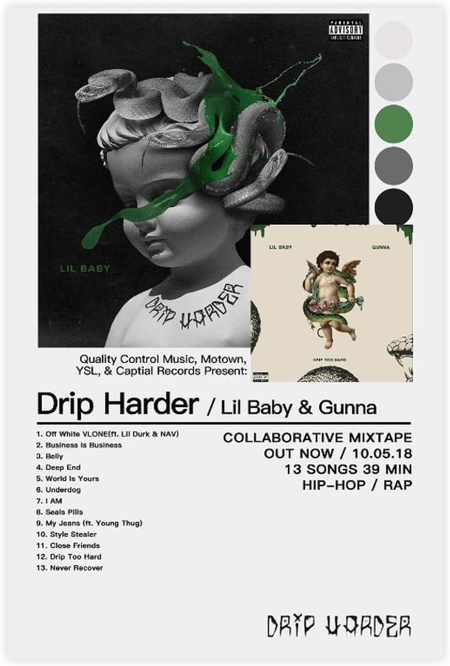 Amazon.com: KANCH Lil Baby Poster Gunna Drip Harder Music Album Cover ...