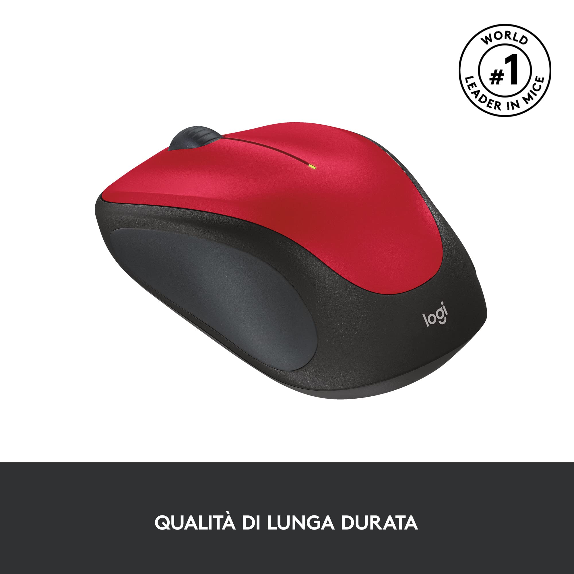 Logitech M235 Mouse Wireless | 2,4 GHz, Ricevitore USB Unifying, Tracciamento Ottico 1000 DPI, Batteria 12 Mesi, Compatibile PC/Mac/Chromebook - Rosso