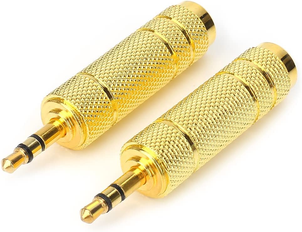 Image of [ 2 Pieces Headphone Adapter Jack 3.5mm Male 1 /8 inch to 6.35mm Female 1 /4 inch Audio Stereo Adapter, Small to Big Headphone Audio Jack Plug Adaptor Converter for Digital Piano, Keyboard