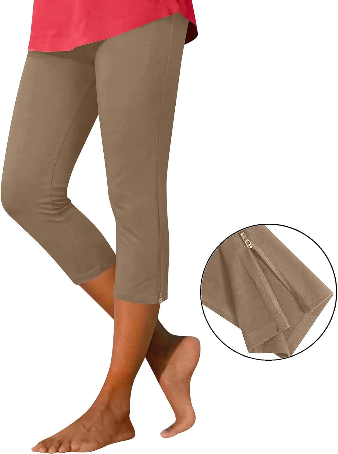 High Waisted Leggings for Women Full Length Capri Side Zipper Buttery Soft Yoga Pants for Workout Athletic