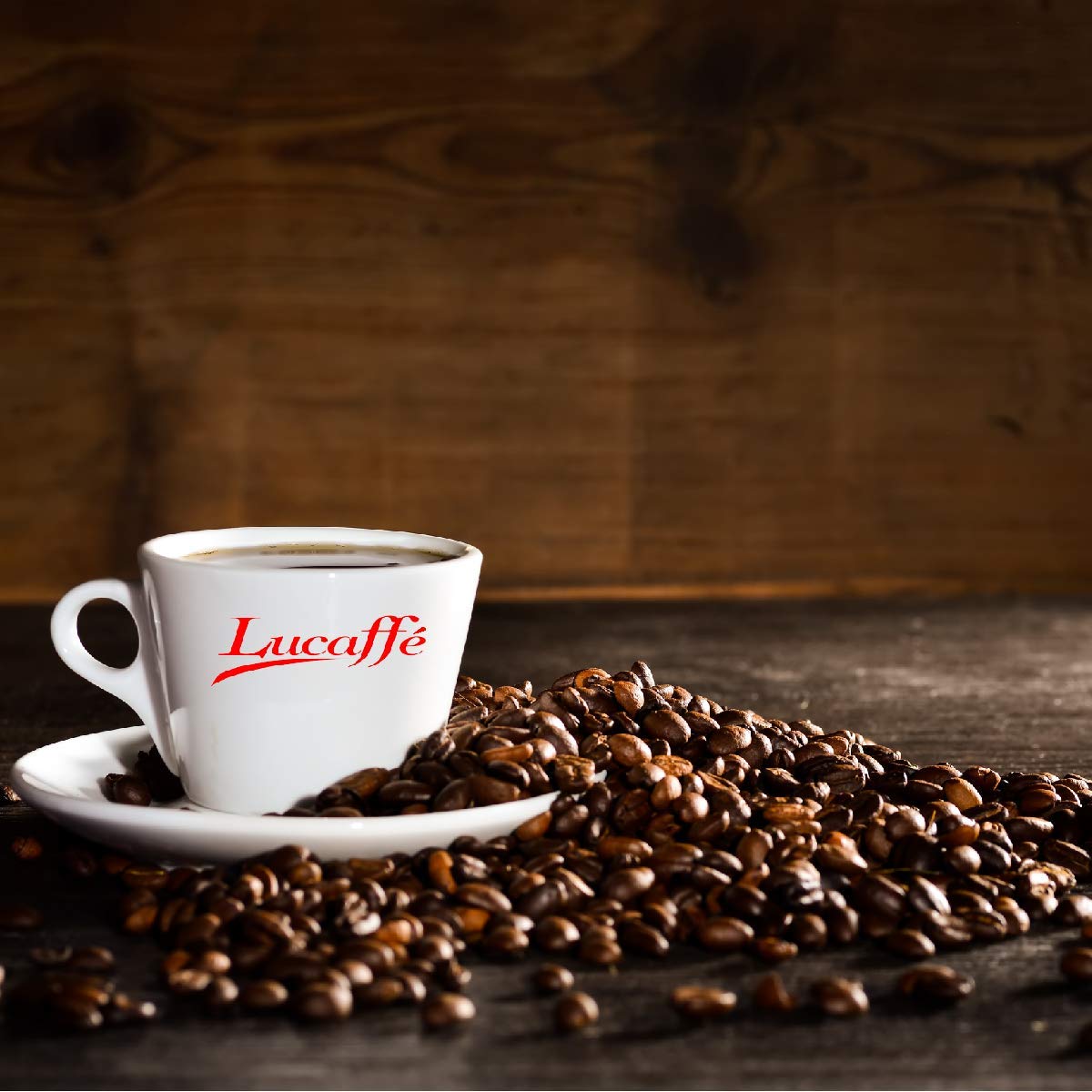 LUCAFFÈ Blucaffè caffè in grani, barattolo caffè 250 gr acciaio salva aroma, chicchi di caffè arabica Gourmet, gusto fruttato, tostatura media, corposità media, aroma intenso, poca caffeina