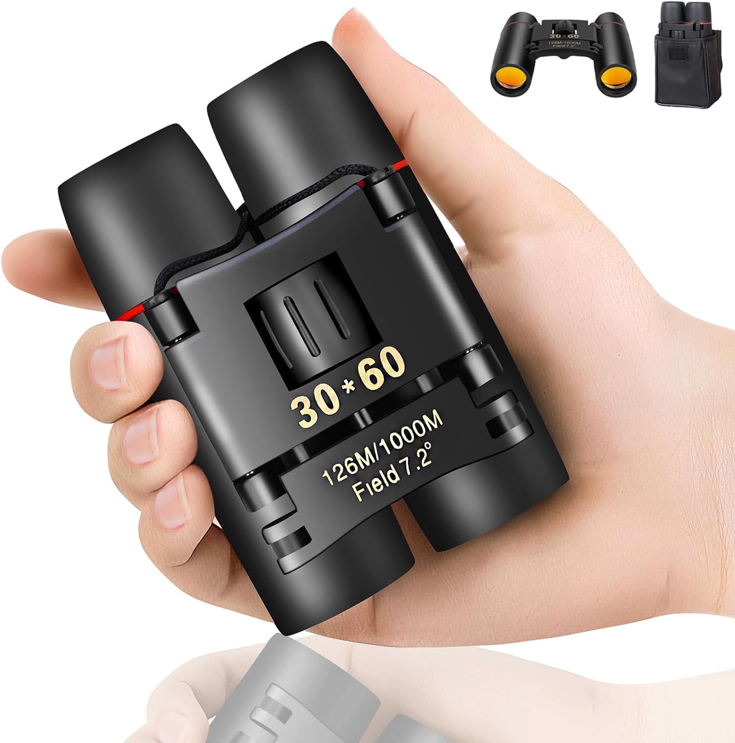 X spring Compact Binoculars, HD Mini Portable Outdoor Binoculars, Pocket Lightweight Folding Binoculars for Adults and Kids Bird Watching Hunting, Watching Shows, Traveling, Outdoor