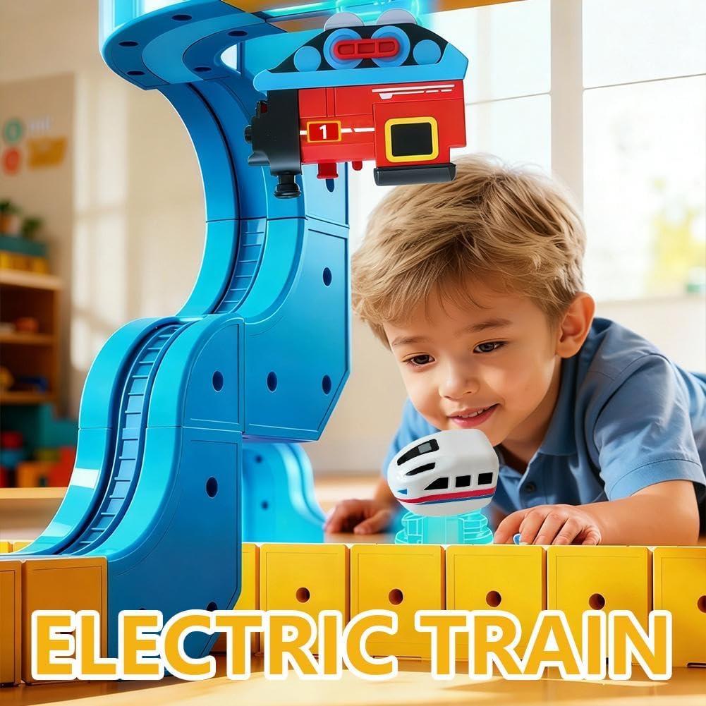 2Pcs Replacement Magnetic Electric Train Cars,3D Infinity Track,USB Rechargeable Add-On Accessory for Magnetic Electric Train Set Tracks, Tracks & Cable Not Included
