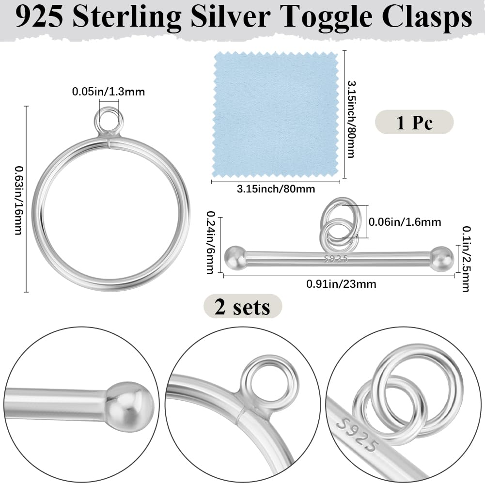 Beebeecraft 2 set 925 fermagli per Gioielli In Argento Sterling con Chiusura A Levetta Anello Tondo Fermagli A T con Barra Tonda per La Creazione di Gioielli Connettori per Orecchini Bracciali Collane