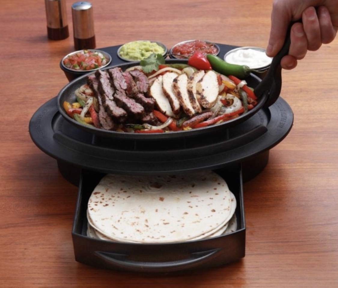 The Fajita Butler Serving Set, with Cast Iron Skillet and Removable