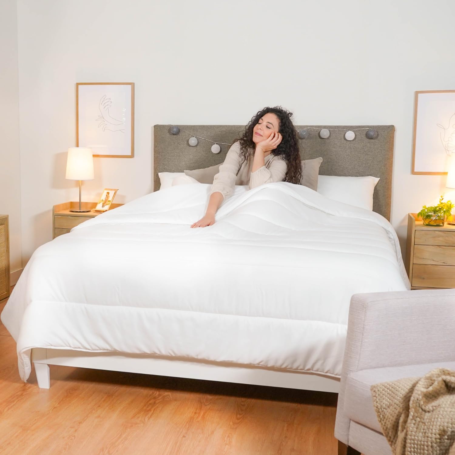 PIKOLIN Home - Edredón Nórdico 240x220 cm, Relleno Cama 150/160, Fibra 500 gr Invierno, Tratamiento Aloe Vera, Dermoprotector y Transpirable, Piel Sensible