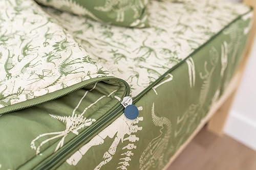 Miniatura 4 de Beddy's Nod & Winks - Juego de ropa de cama para niños pequeños, tema de fósiles, juego verde de 3 piezas con funda de colchón con cremallera,