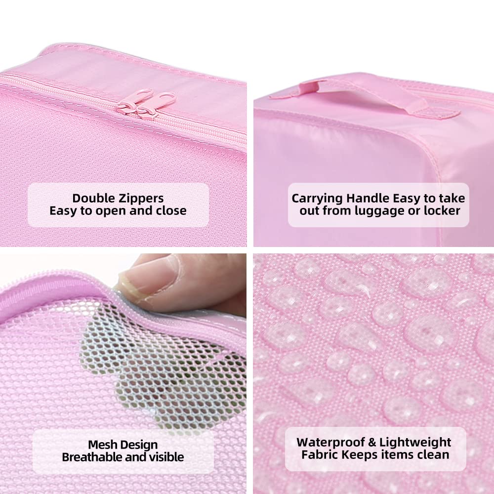 JJ POWER Cubos de embalaje de viaje, organizadores de equipaje con bolsa para zapatos, Rosado, Talla única