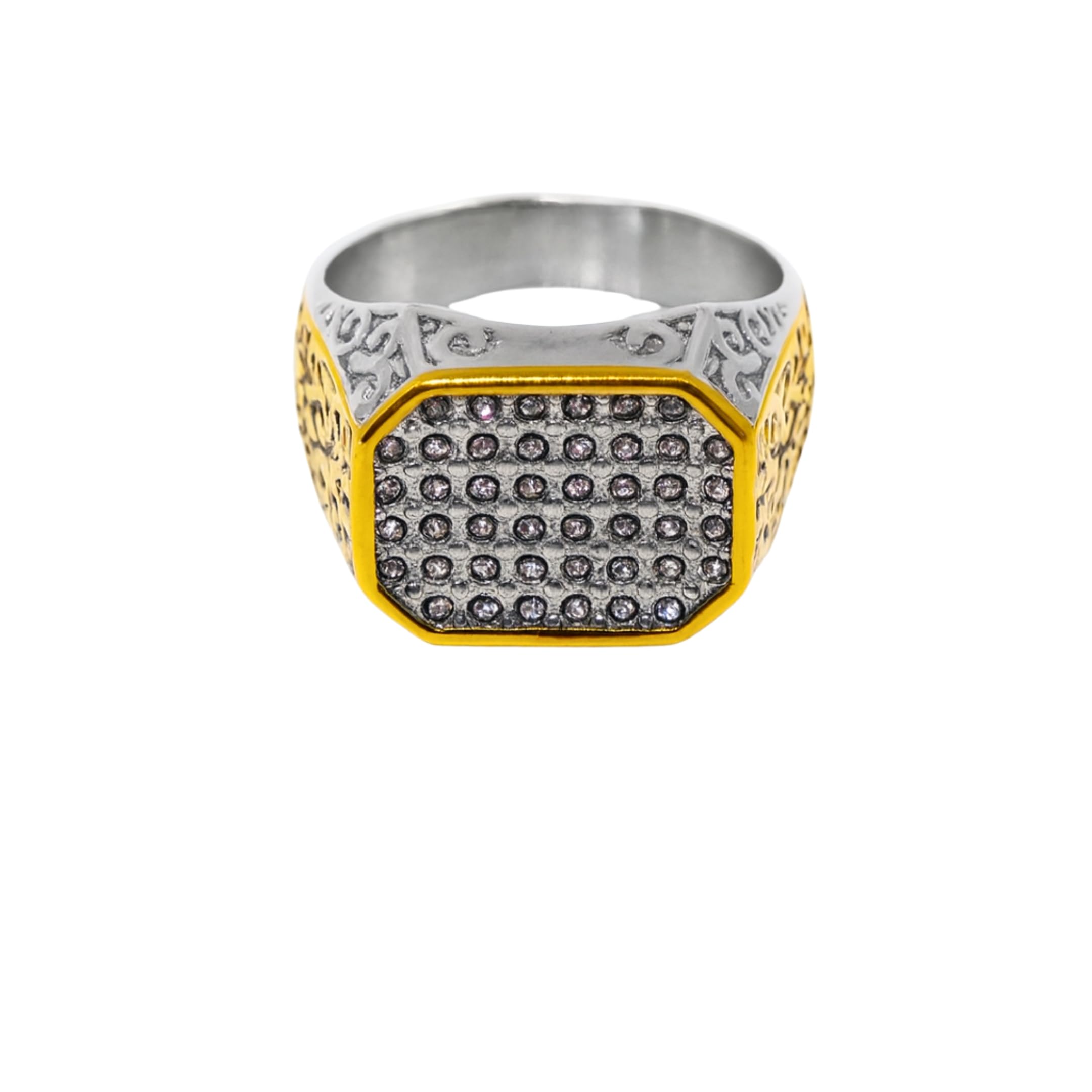 the men thing Royal Series - CROWN HEX RING - Pure Stainless Steel Men’s Gold-Plated Ring – Statement Luxury Jewelry (Size : 17-21-26)-picture-38