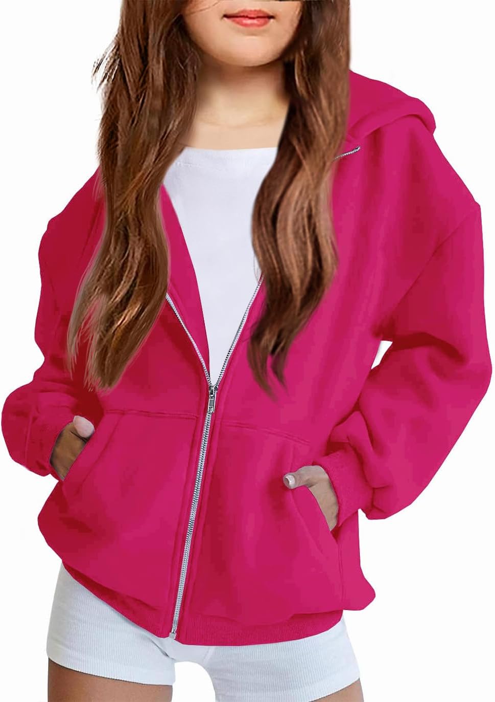 Arshiner Girls Zip Up Hoodies Teen Fleece Full-Zip Sweatshirts Jacket Casual Fall Hoodie with Pocket