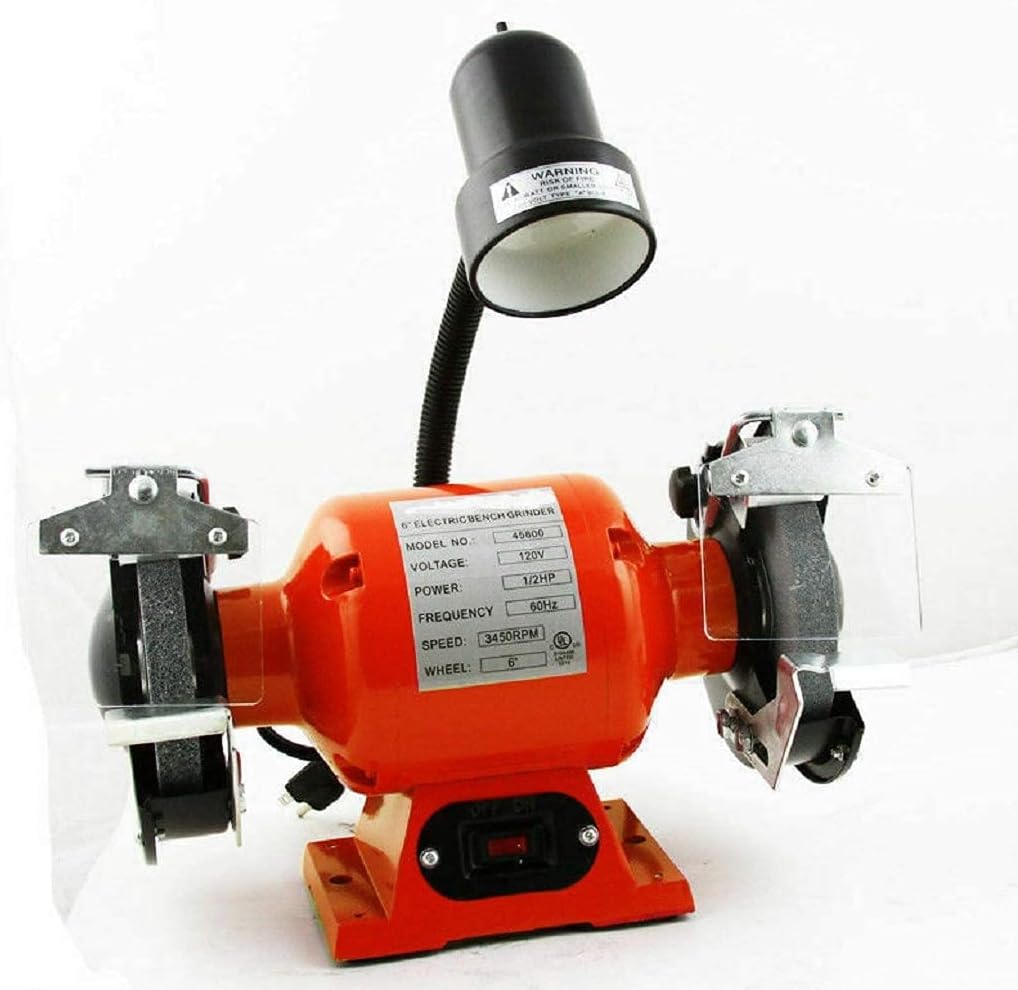 6" Bench Grinder With Light bright flexible work light spark guard 1/2 HP cul,Jikkolumlukka