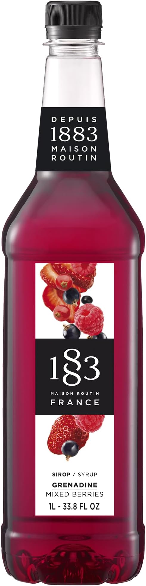 1883 Maison Routin Premium Mixed Berry Grenadine Syrup, 1 Litre PET Bottle