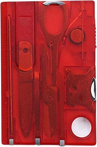 Rojo al aire libre supervivencia abrebotellas tarjeta multi herramienta al aire libre barbacoa cuchillo camping senderismo luz LED lupa herramienta