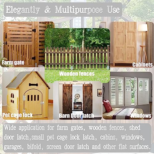 Zeecer Barn Door Latch, 4 Pack 4" Stainless Steel Gate Latch, Flip Door Latches Hardware, Sliding Lock Gate Locks For Wooden Fence Barn Door Cabinet Window Closet Bifold Door Latch Locks Black&Silver #TOP3