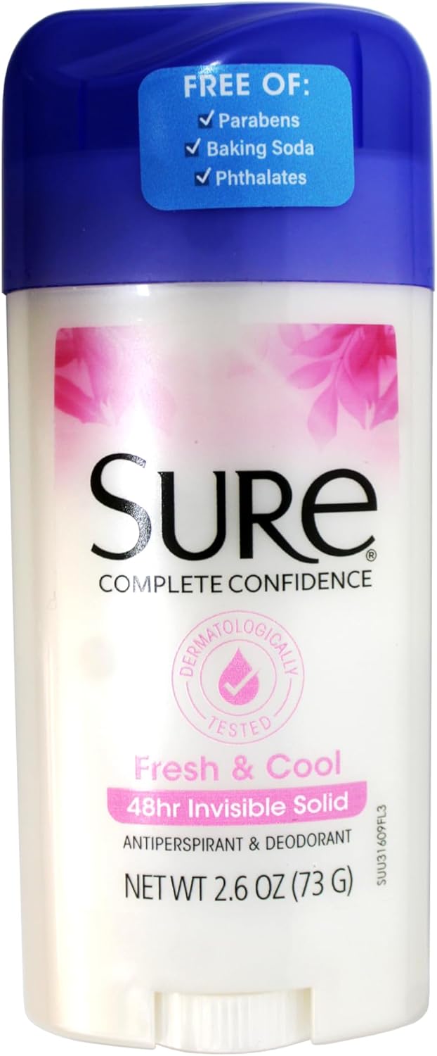 Sure Anti-Perspirant & Deodorant Invisible Solid Fresh & Cool 2.60 oz (Pack of 6)