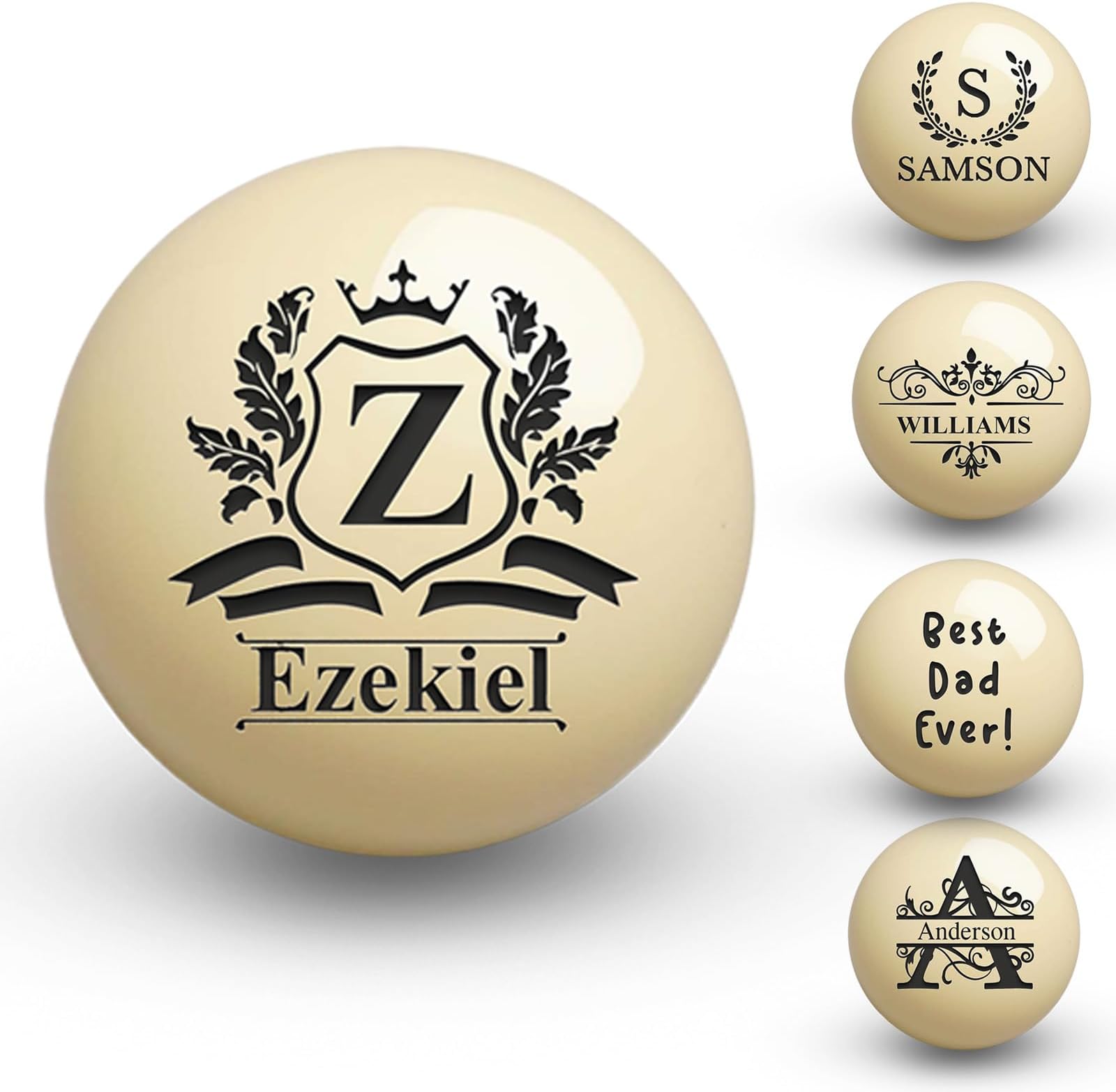 Personalized Billiards Cue Ball with Pouch, Engrave Text or Logo, Custom Monogram 57mm Cue Ball, Birthday Gifts for Dad, Husband, Billiards Lover, Wedding