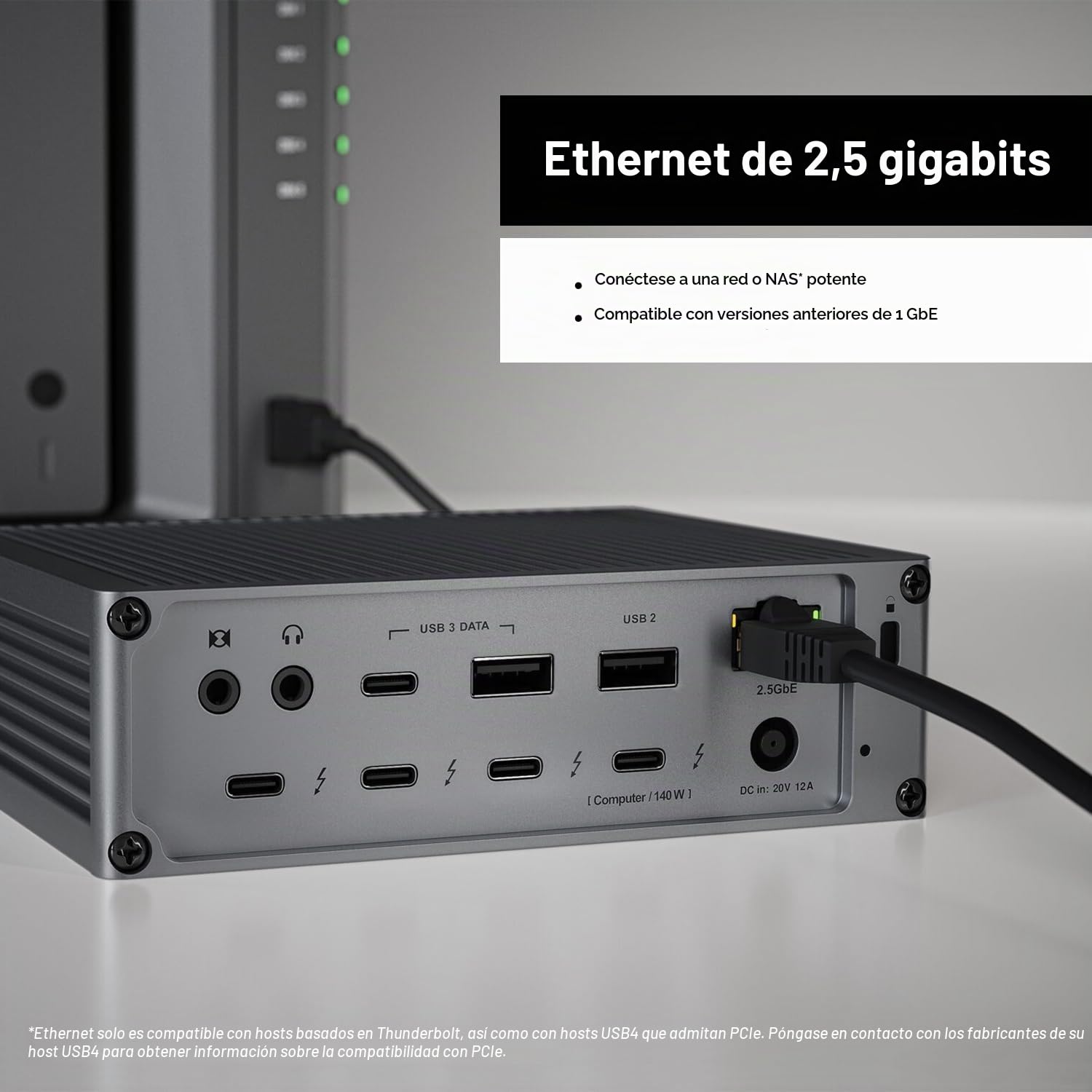 CalDigit TS5 Thunderbolt 5 Dock - 15 puertos, carga de 140 W, 80 Gb/s TBT 5 x 4, USB-C 10 GB x 3, USB-A x2, Ethernet de 2.5 GB, pantallas duales de 8K a 60Hz, SD y microSD UHS-II, cable trenzado de 1 | Incluye cable Thunderbolt 5, patas de goma y fuente d