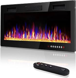 Vitesse 30 inch Ultra-Thin Electric Fireplace in-Wall Recessed and Wall Mounted Fireplace Heater,Linear Fireplace with Multicolor Flame,Timer,Low Noise,750/1500W,Touch Screen & Remote Control(30’’)