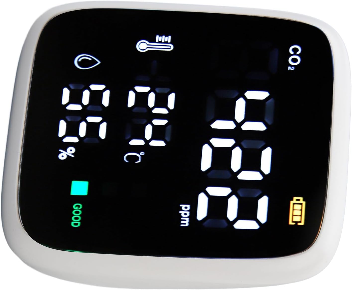 Compact Air Monitor with LCD Screen, Temperature Humidity Detector and Alarm, Portable Design for Indoor Family