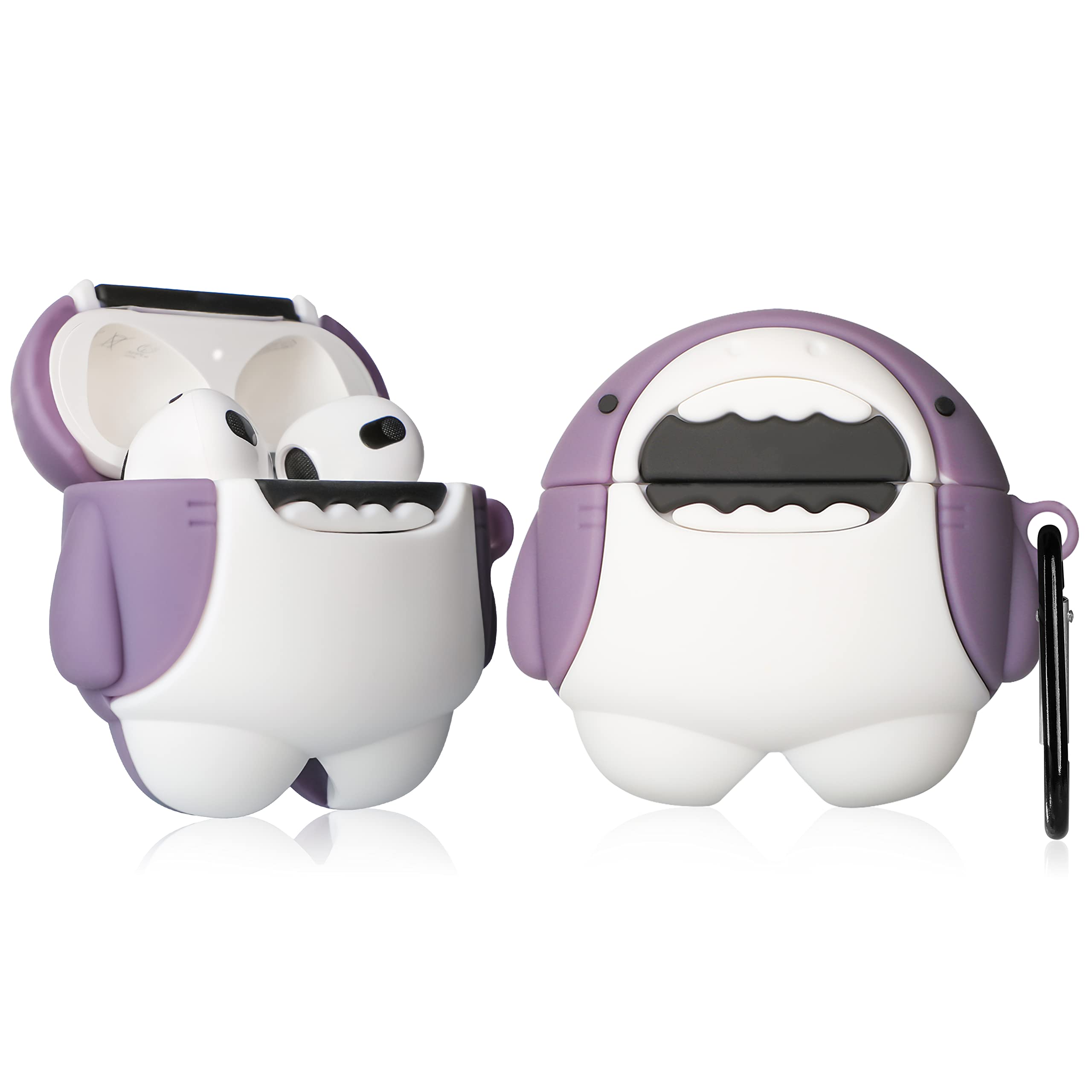 Mulafnxal Case for Airpods 3 3rd Generation Cute Soft Silicone 3D Funny Fun Character for Air pod 3 (2021) Cover Animal Fashion Designer Skin Cartoon Ring Kits Cases for Kids Boys Girls Teen (Shark)