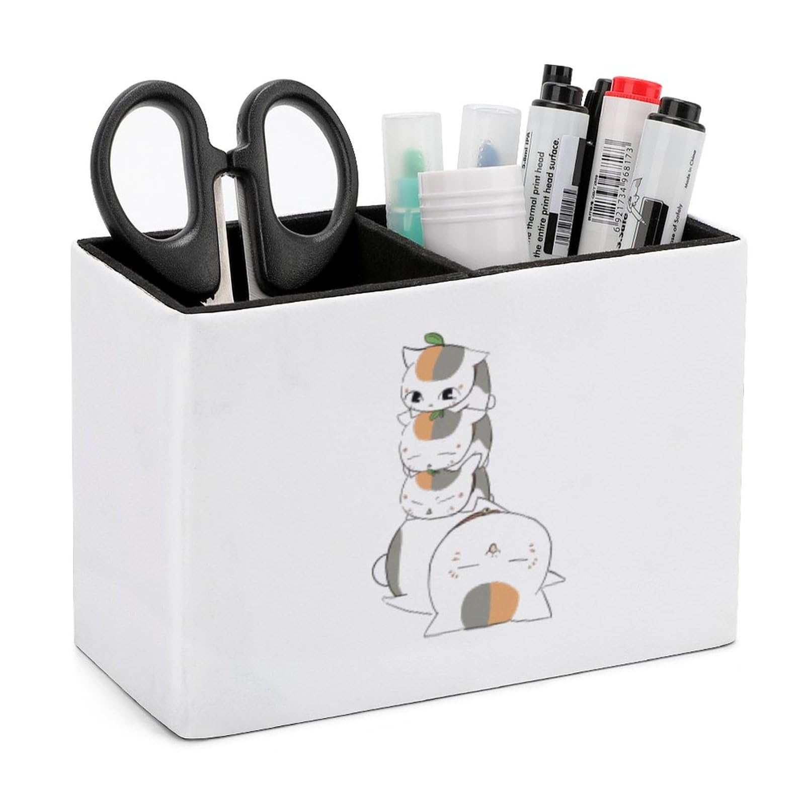 Amazon.co.jp: ニャンコ先生 猫 ペン立て レザー製 ペンスタンド PU