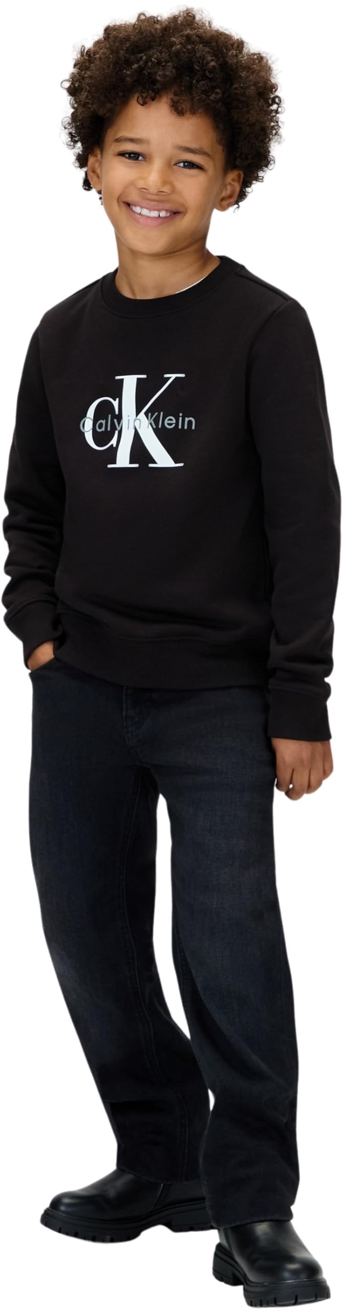 Calvin Klein CK Monogram Terry Cn Sweatshirt Iu0iu00714 Sudadera sin Botones Unisex Adulto