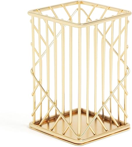 Miniatura 3 de U Brands Kit de organización de escritorio de metal, colección Vena, taza, clasificación y 2 bandejas incluidas, dorado (3940U00-01)