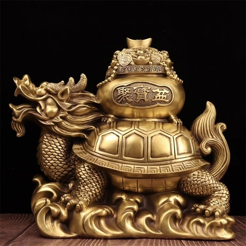 Escultura Decorativa para el hogar, para encimera de Oficina, Adorno de dragón y Tortuga de latón, Estatua de Cobre Feng Shui para Porche