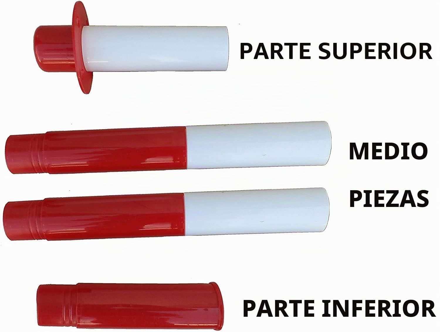Par de postes de plástico GC2-CH2.5 con cadena de plástico de 2,5 m (rojo y blanco, 2,5 m)