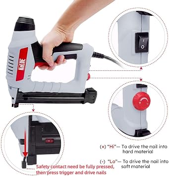KeLDE Electric Nail Gun Kit, 120V Power Corded Brad Nailer with Adjustable Power Knob for Home, DIY, Includes 1500pc Brad Nails, 15/20/25/32mm
