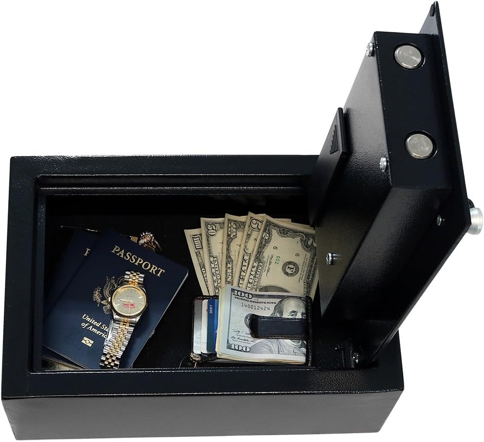 Sunnydaze Digital Safe Lock Box with Bolt-Down Hardware and Programmable Lock - Metal Security Cabinet for Home Business or Travel - 0.28 Cubic Feet - - 