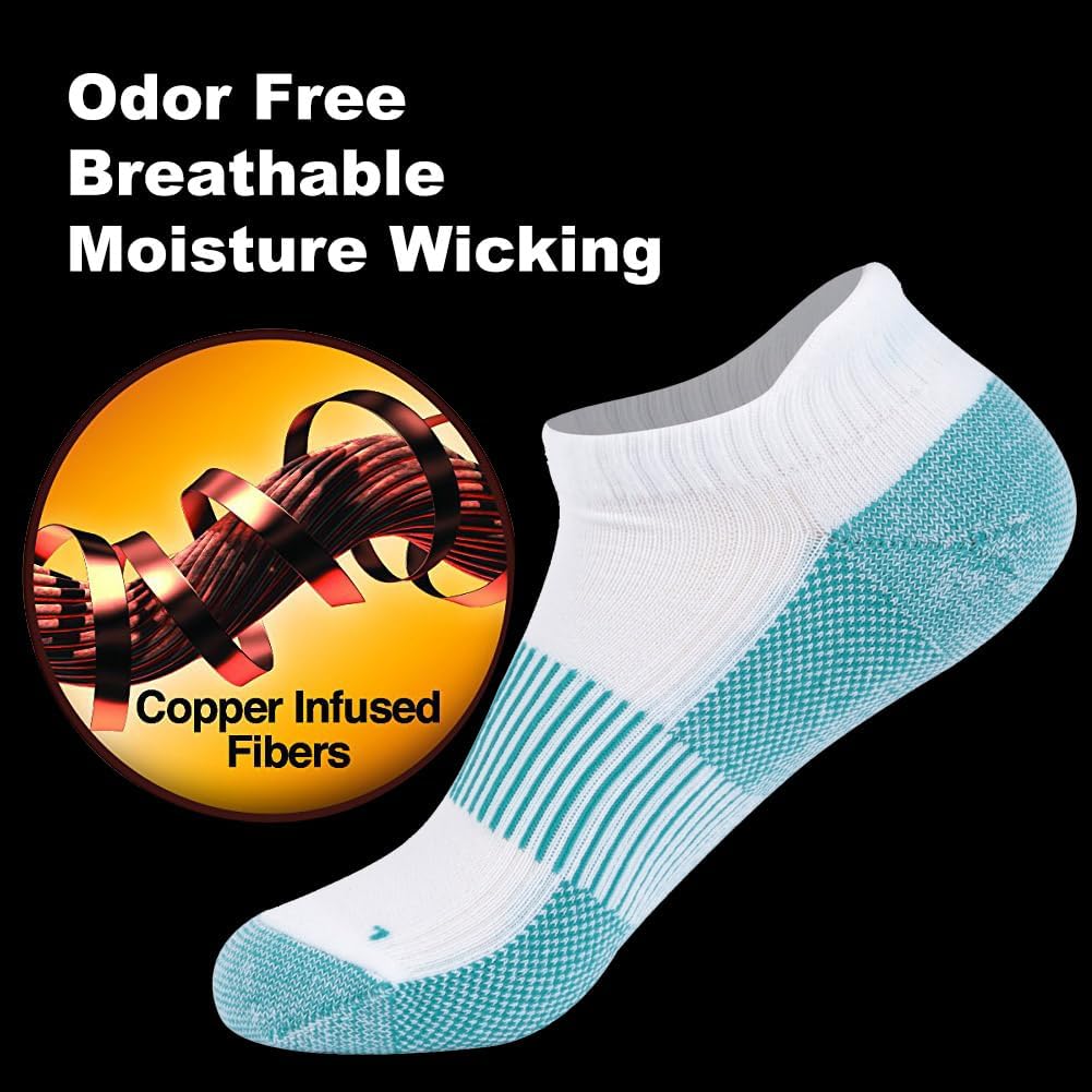 FOOTPLUS Unisex Copper Compression Socks Circulation Arch Support Plantar Fasciitis Ankle Golf/Running/Hiking Socks