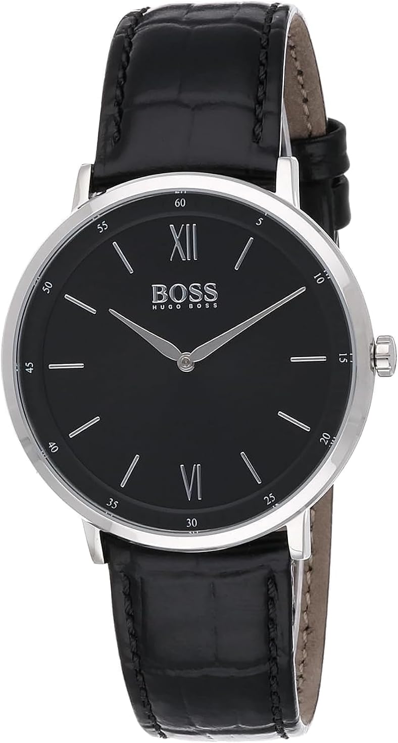 Hugo Boss Men's Black Dial Black Leather Watch 1513647 Buy Online
