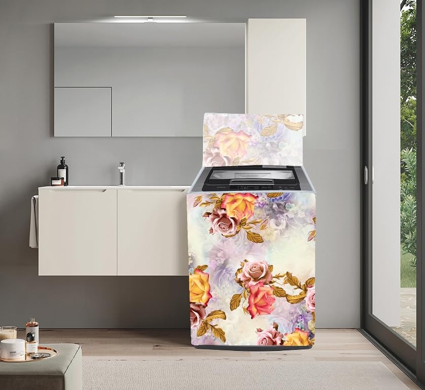 Image of PVC Fully Automatic Top Load Washing Machine Cover Compatible For Samsung, Lg, Whirlphool 7 Kg, 7.5 Kg,8 Kg, 8.5 Kg , 9 Kg, 10 Kg, 11 Kg, 12 Kg Dimension 58DX60WX94H CM Gold. (Gold)