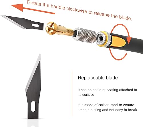 Miniatura 4 de NEWISHTOOL Juego de cuchillos de precisión para pasatiempos con 10 cuchillos de punta fina para modelado de arquitectura, corte de calabaza, álbumes