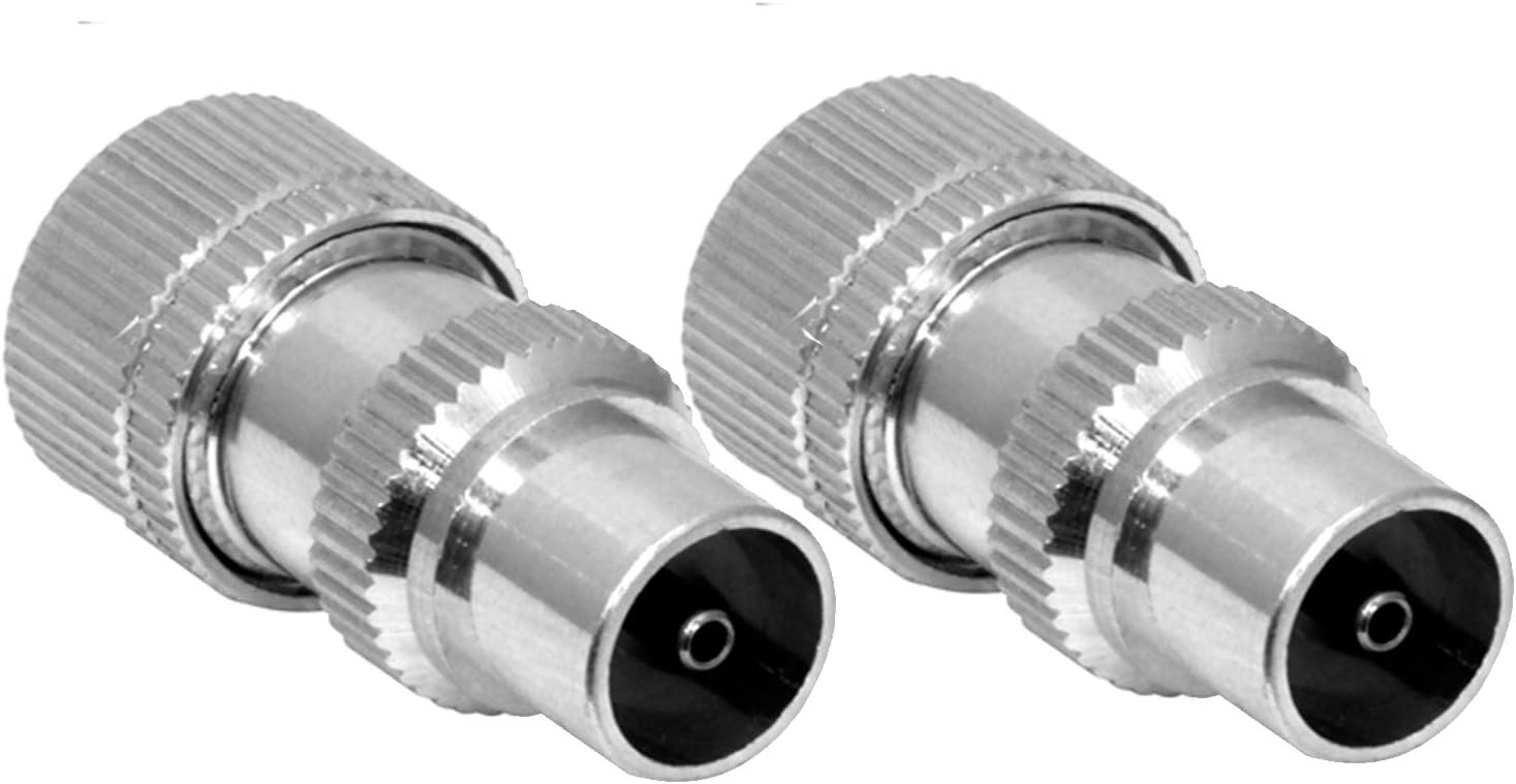 2 PCS Aerial Connectors, Metal TV Aerial Connector Co-Axial Plug, 2x Male TV Aerial Coaxial Cable Connectors Adaptor, Coaxial/Coax RF Cable Plug