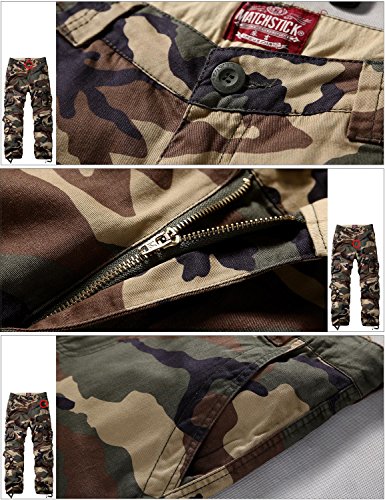 Image of Match Men's Wild Retro Multi-Pockets Utility Casual Cotton Cargo Trousers #3357