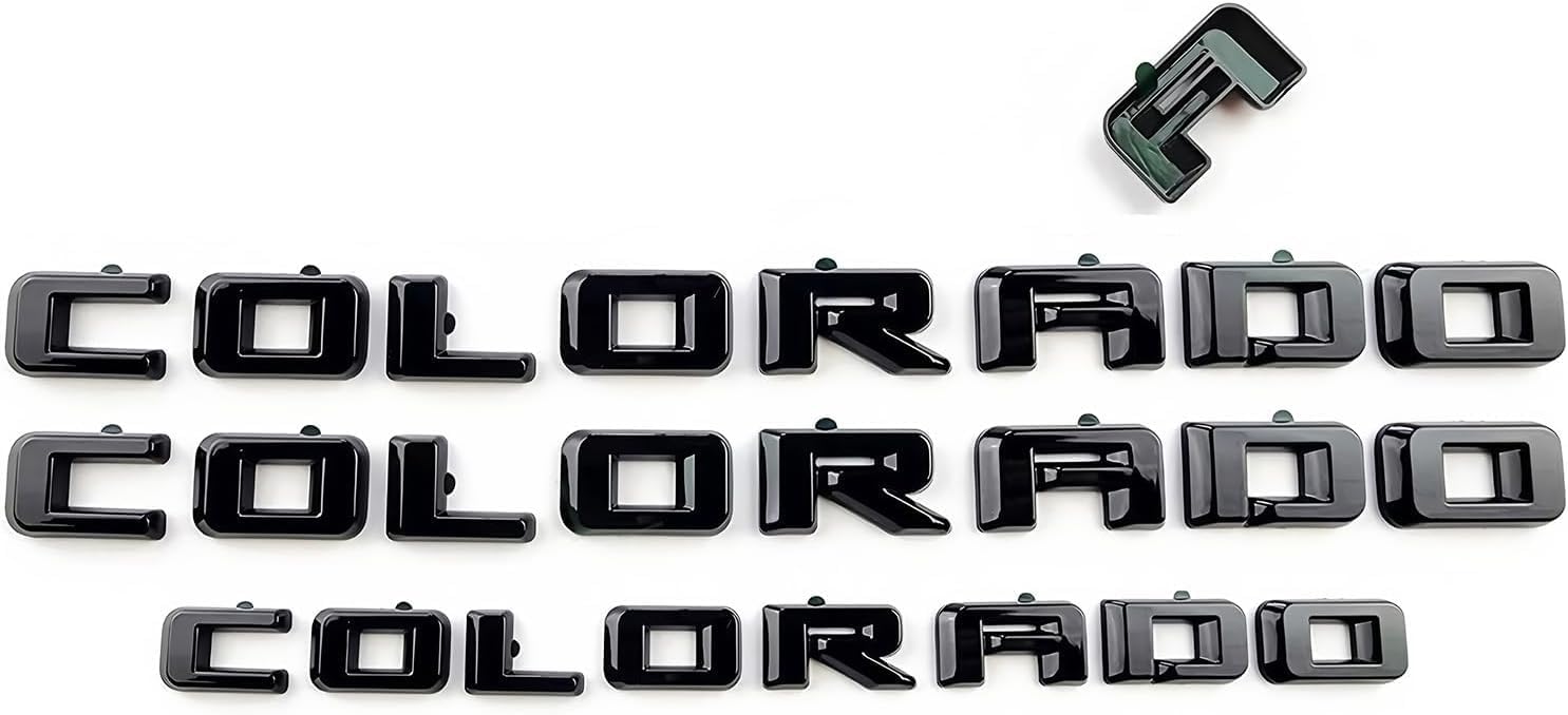 Overlay Emblem 3D Letter Side Door Rear Tailgate Badge Nameplate Compatible for 2023-2024 Colorado Set of 3Pcs (Glossy Black)