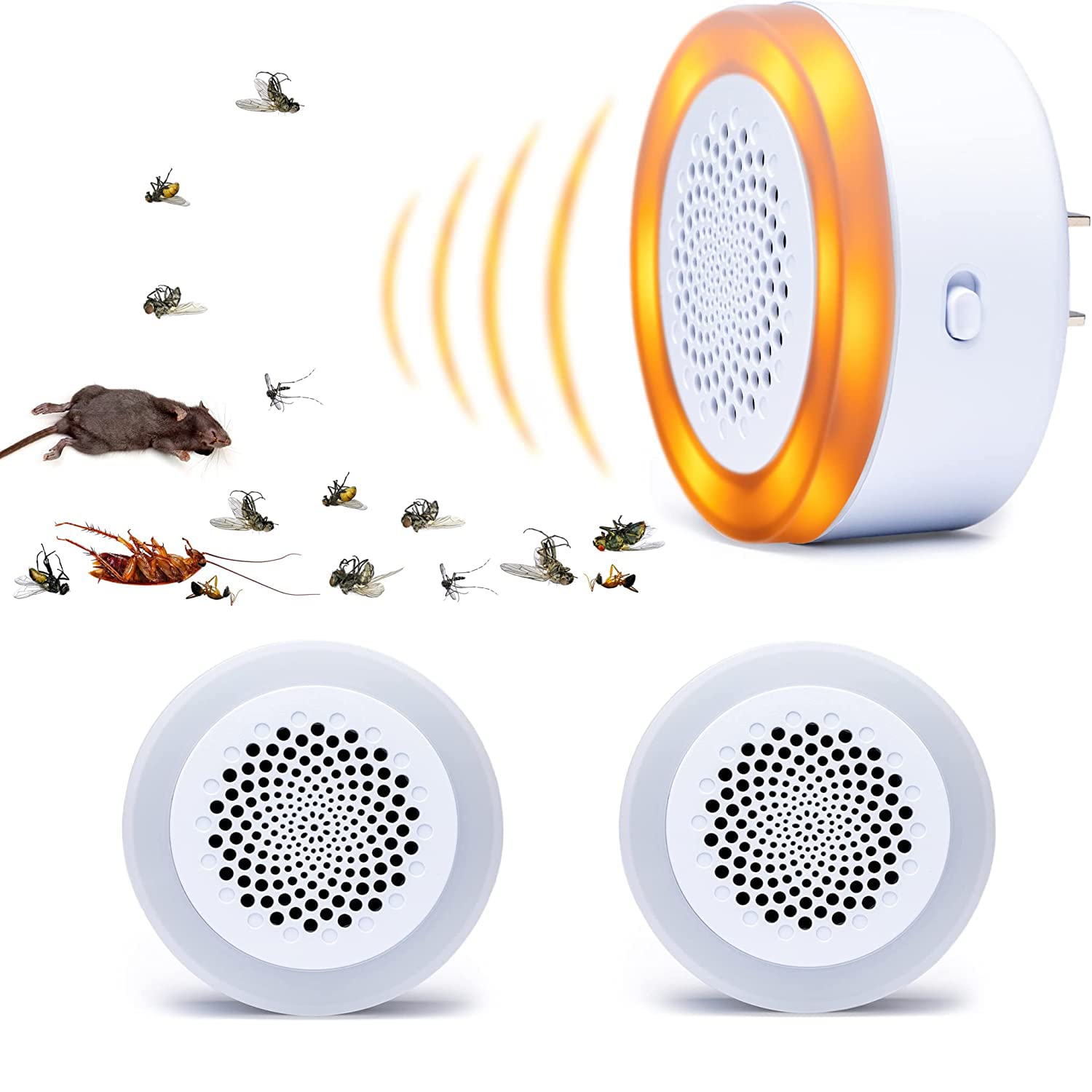 Repelente de plagas ultrasónico, repelente electrónico de ratones con sistema de control de ratas no tóxico, repelente de mosquitos en interiores, enchufe repelente de insectos para interiores