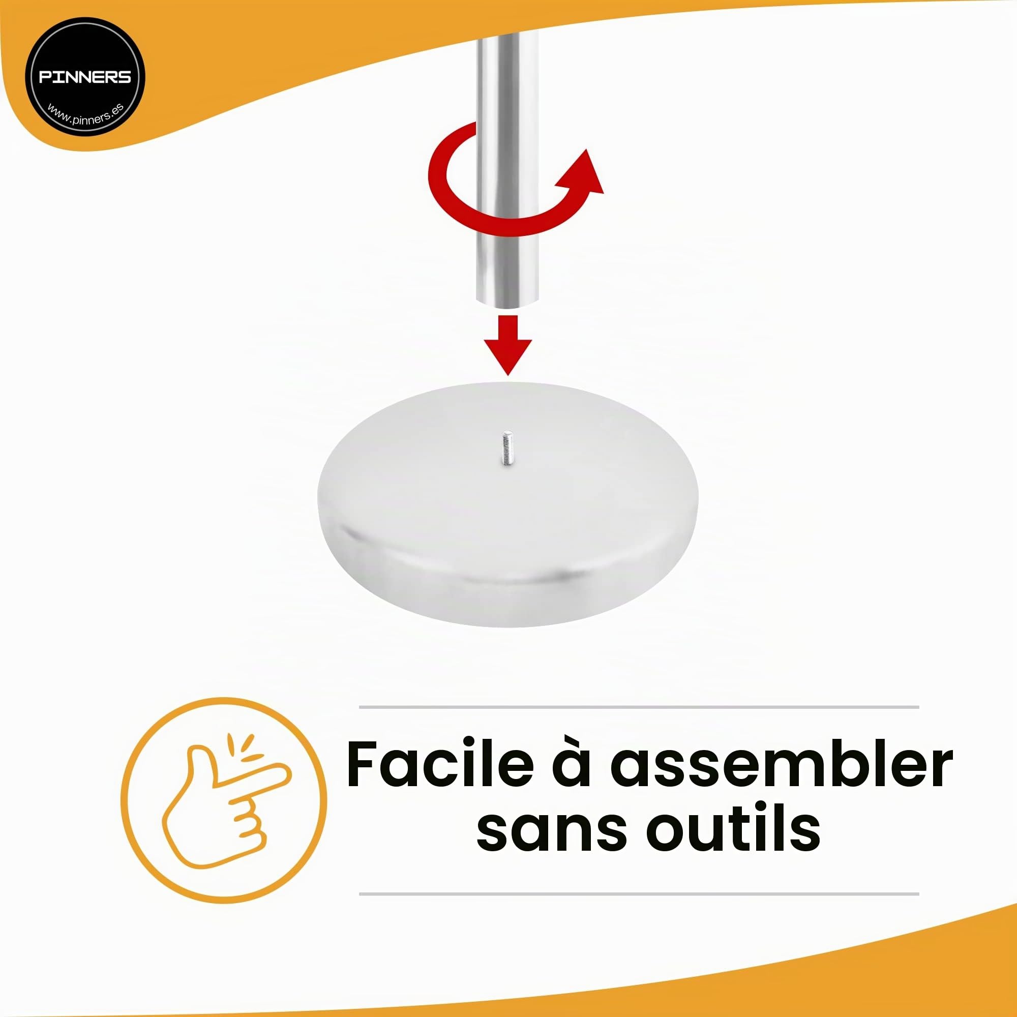 Poteau séparateur ruban extensible 3 mètres, 2 poteaux de guidage, poteau de separation, poteau ruban extensible rétractable, ruban interdit, barrière extensible 3 mètres