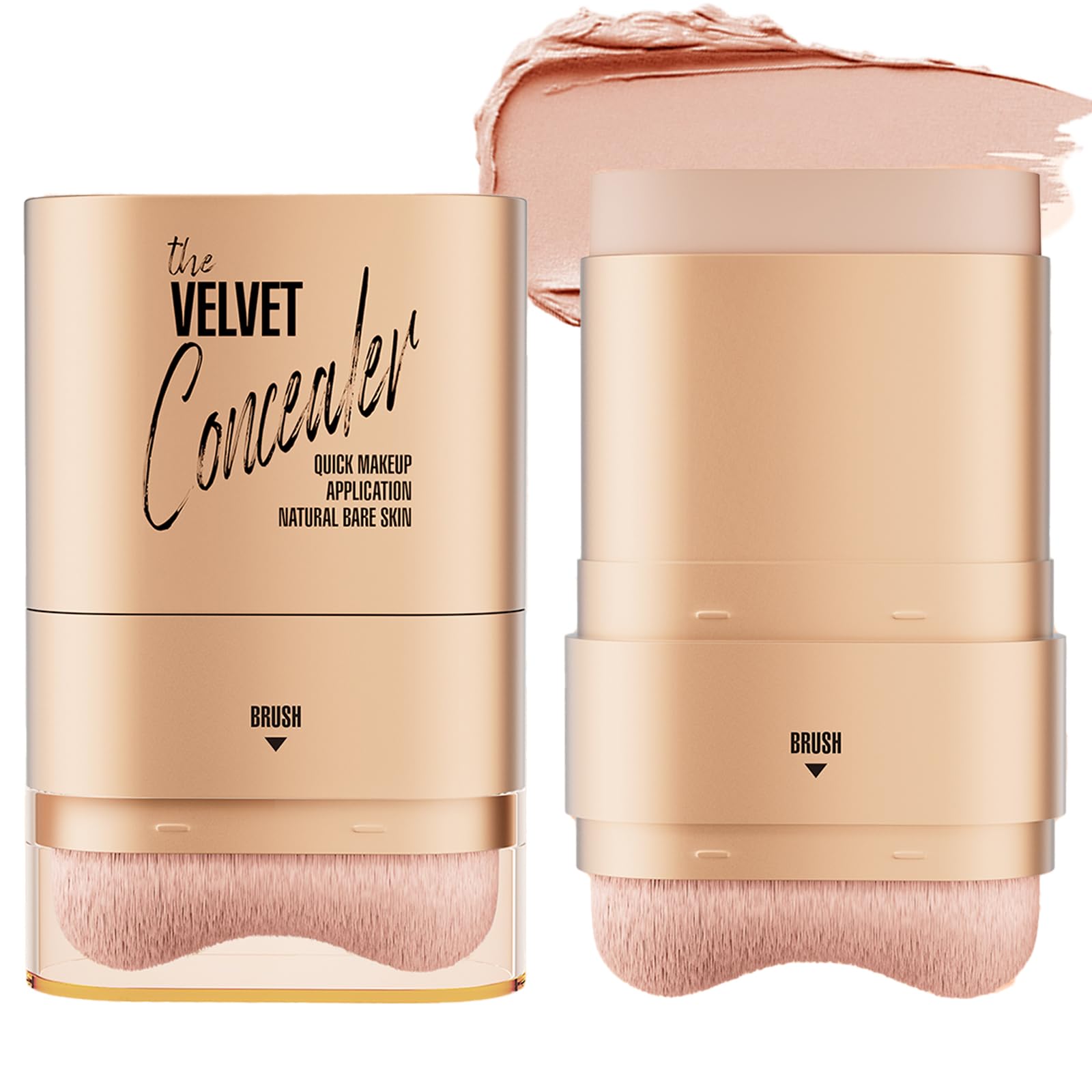 The Velvet Concealer Stick with Built-in Brush, Full Coverage Foundation Makeup, Natural Matte Finish, Cream Contour(130#)