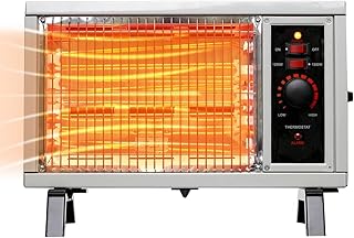 Homeleader ETL Portable Radiant Heater, 1250W/1500W Indoor Space Heater, Rapid Heating with Adjustable Thermostat, Perfect for garages, workshops, Warehouses, White