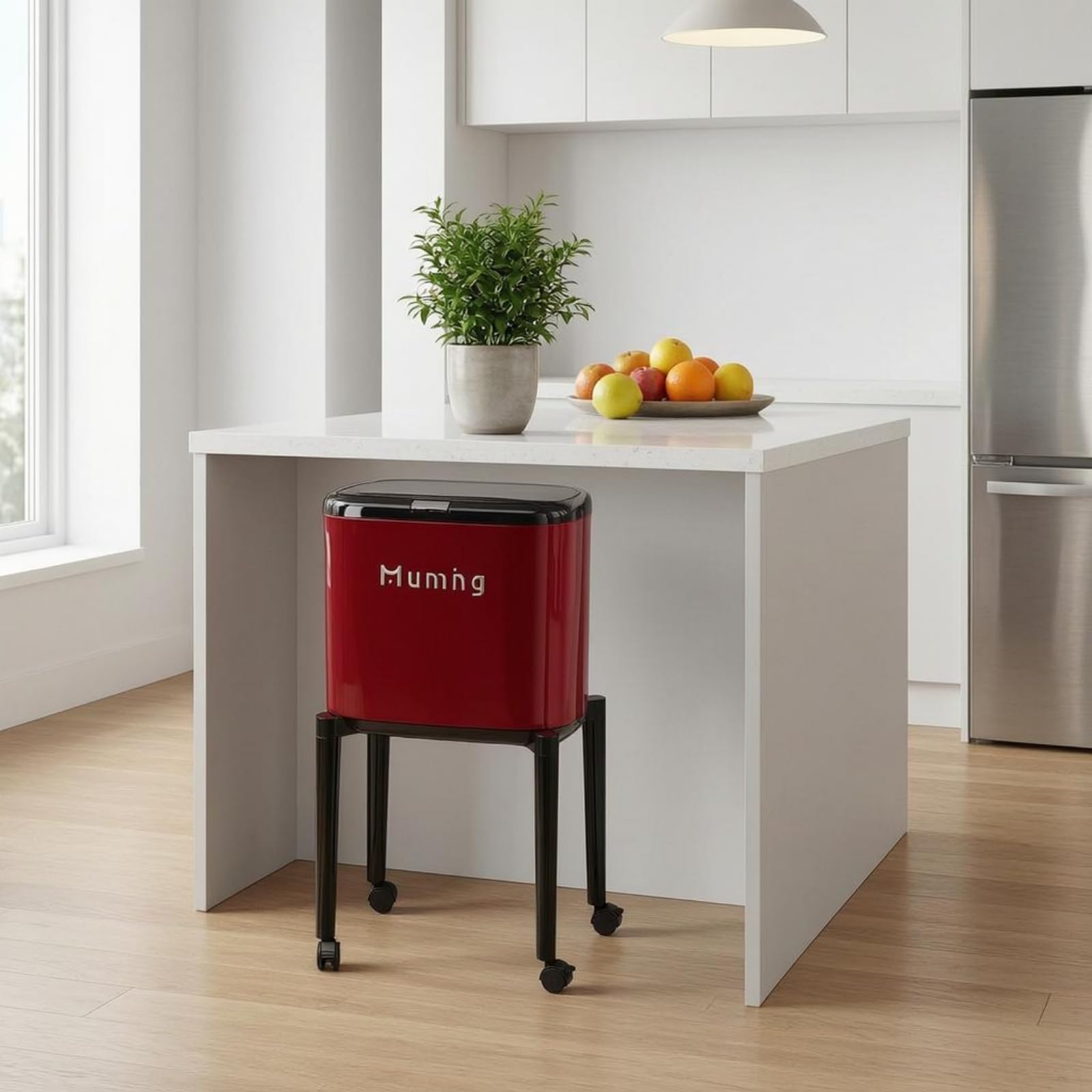 Colcolo Küchen Mülleimer Abfalleimer Papierkorb Abfallbehälter mit Leichtem Druckverschluss Und Rollbarer Basis aus für Küche Büro Haushalt, Retro Schwarz