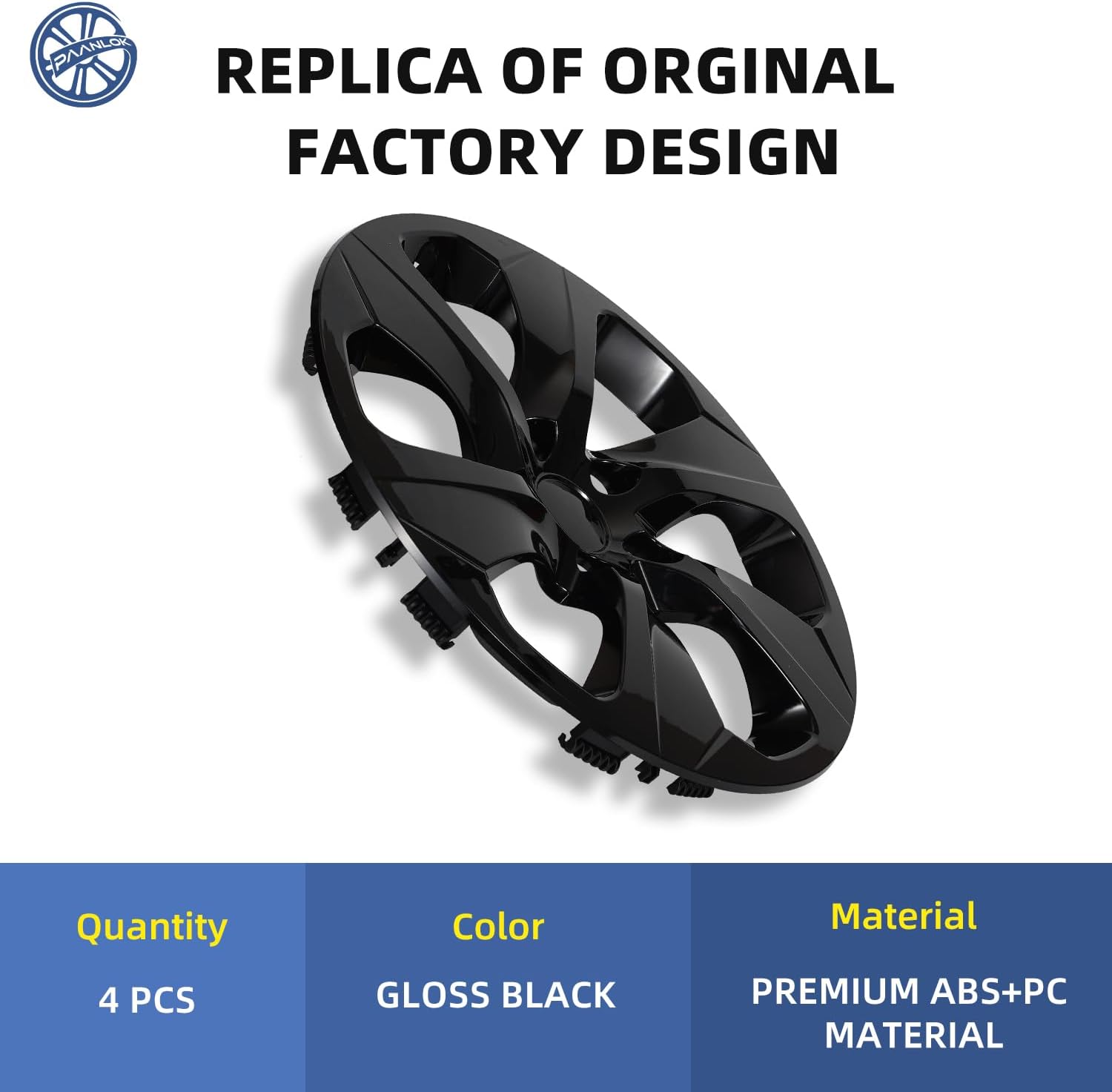 17 Inch Wheel Covers Hubcaps for 2019-2025 Toyota RAV4, Fits OEM #42602-0R040, 4-Pack Direct Replacement Two-Tone Silver & Gloss Black Wheel Skins