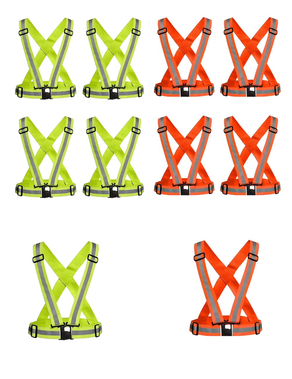 Cross Belt Jacket, Night Cycling Reflector Strips Cross Belt Stripes Adjustable Vest (Orange Green) Combo Pack 5 (B0B5ZNNPLT) Amazon Price History, Amazon Price Tracker