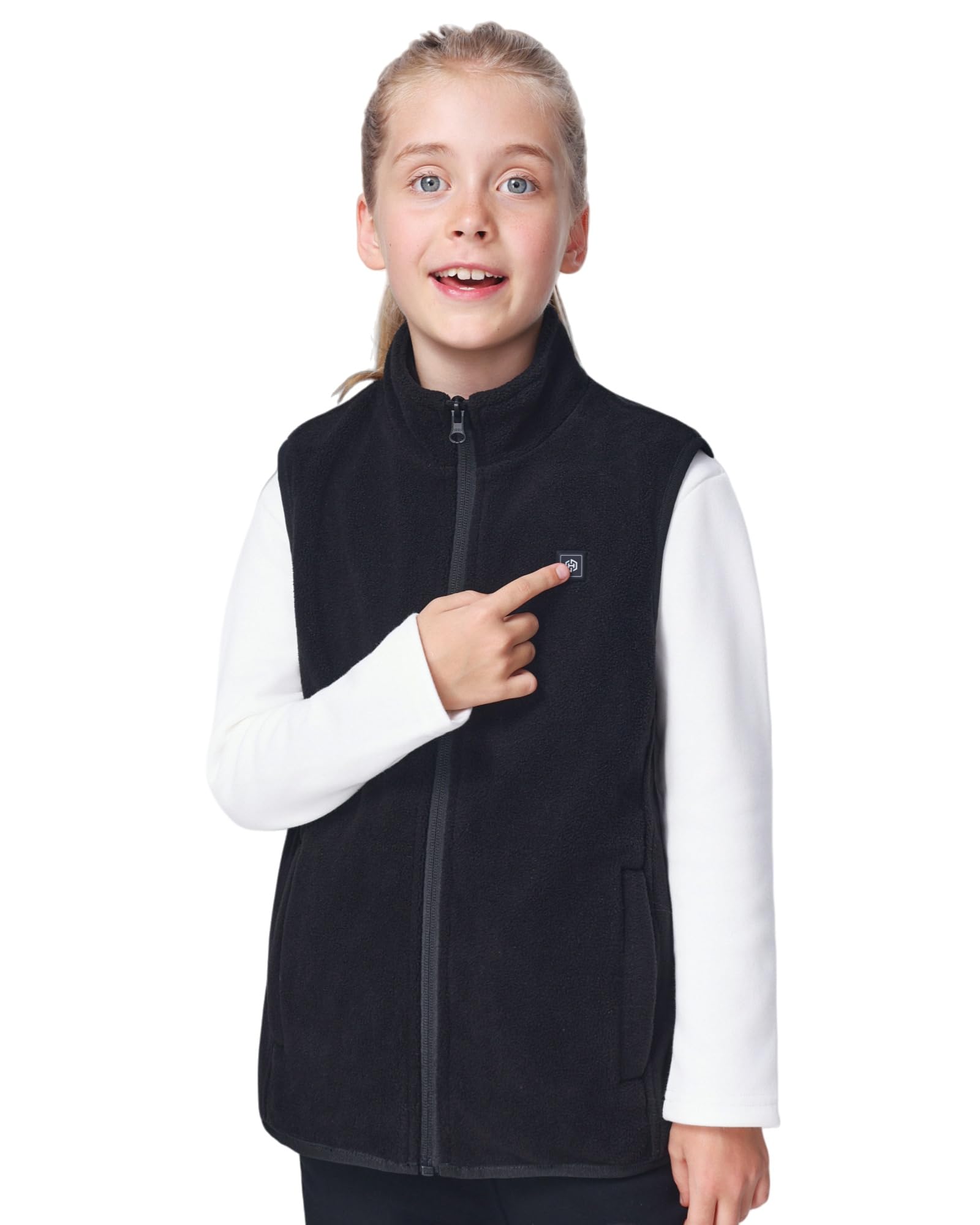 Gilet Chauffant Enfant avec Batterie 7,4 V 12000 mAh, Gilet Chauffant Enfants Polaire avec 5 Zones de Chauffage, Veste Chauffante Enfant Mixte enfant 5-14 ans pour Garçons Filles Hiver